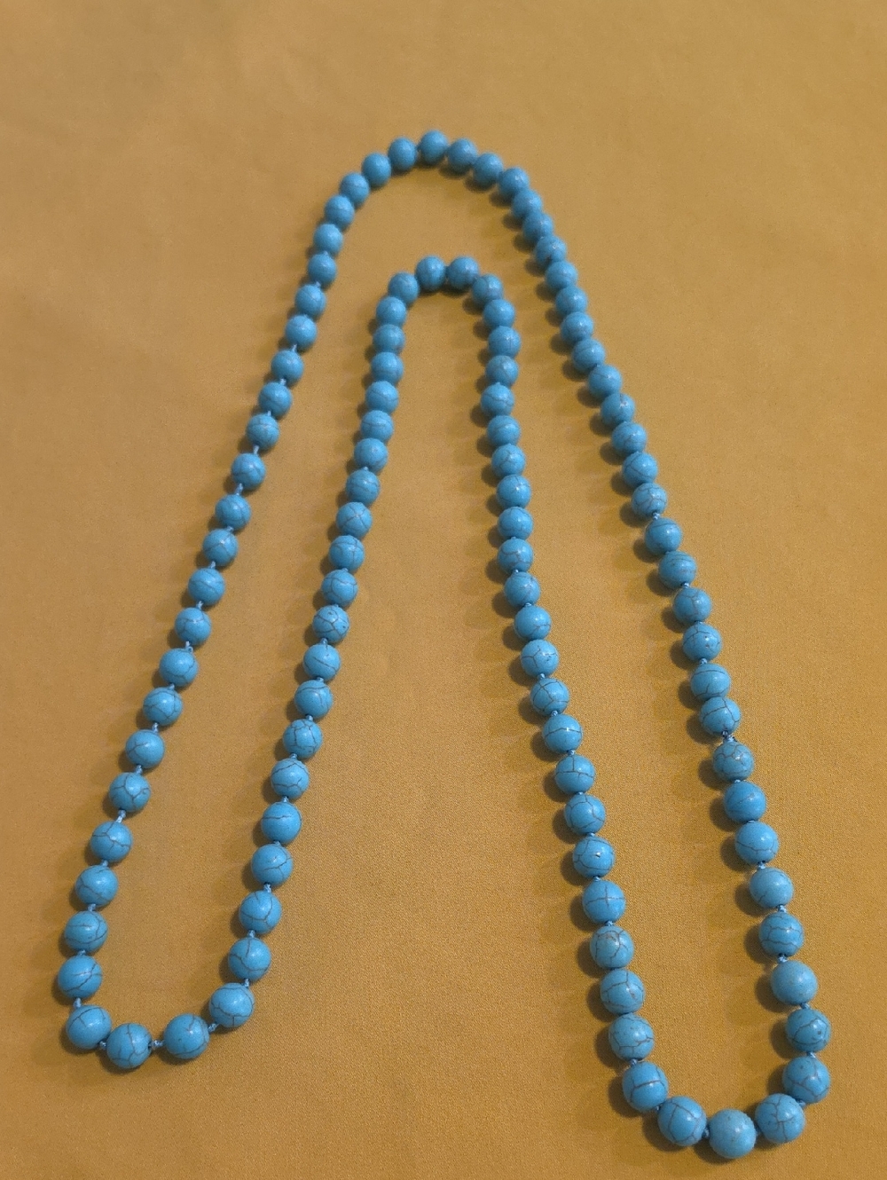 Vintage Turquoise-Like 24-Inch Knotted Women's Necklace - Fun & Funky Piece!